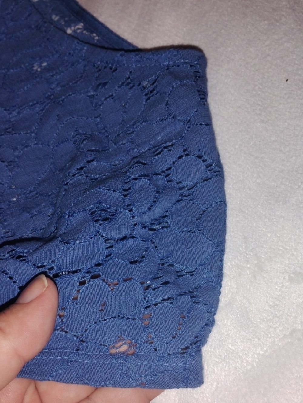 Blue Lace-Top Cap Sleeve Dress-Size 6 - Picture 7 of 16